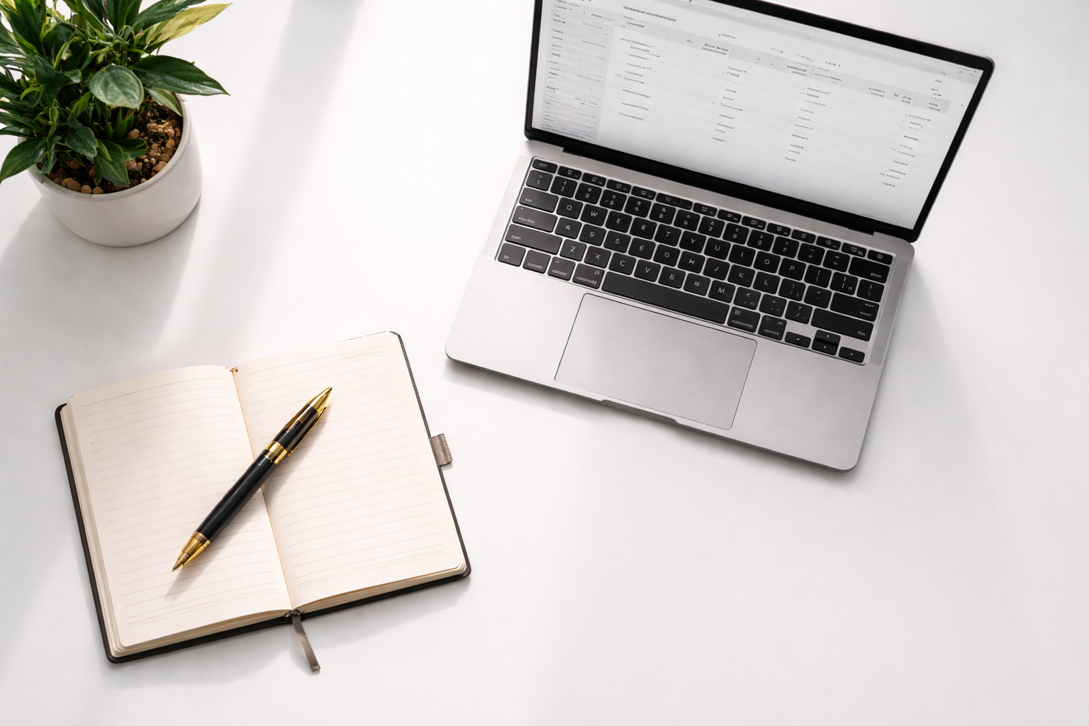 Executive hiring manager reviewing candidate profiles at a desk