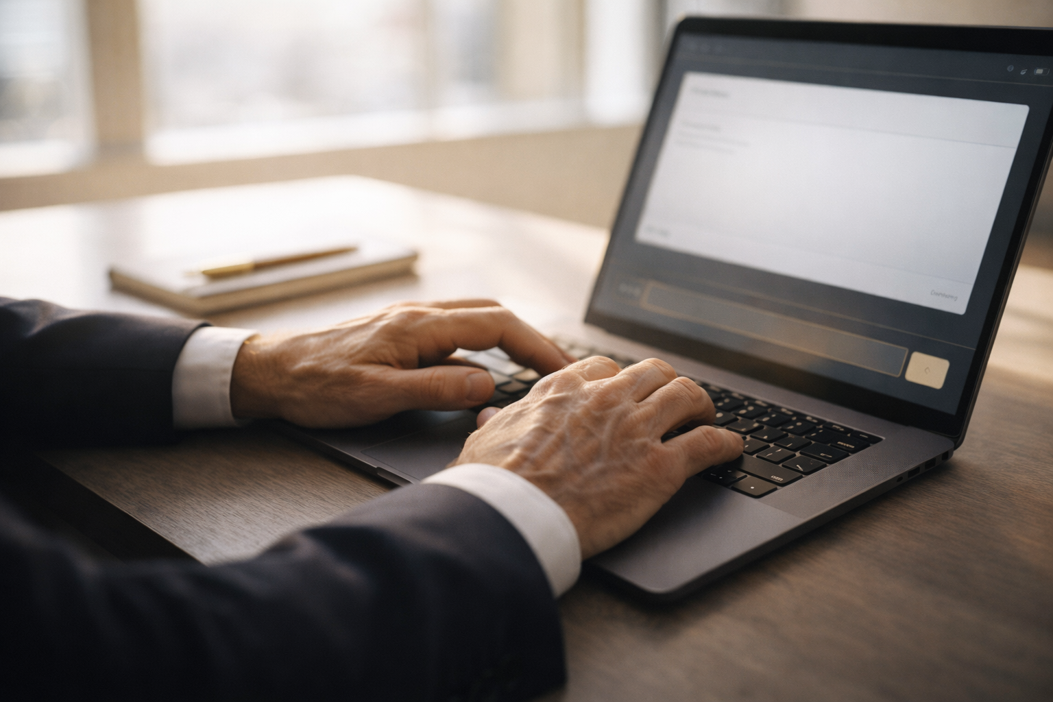 Executive in focused work session building consistent AI workflow habits