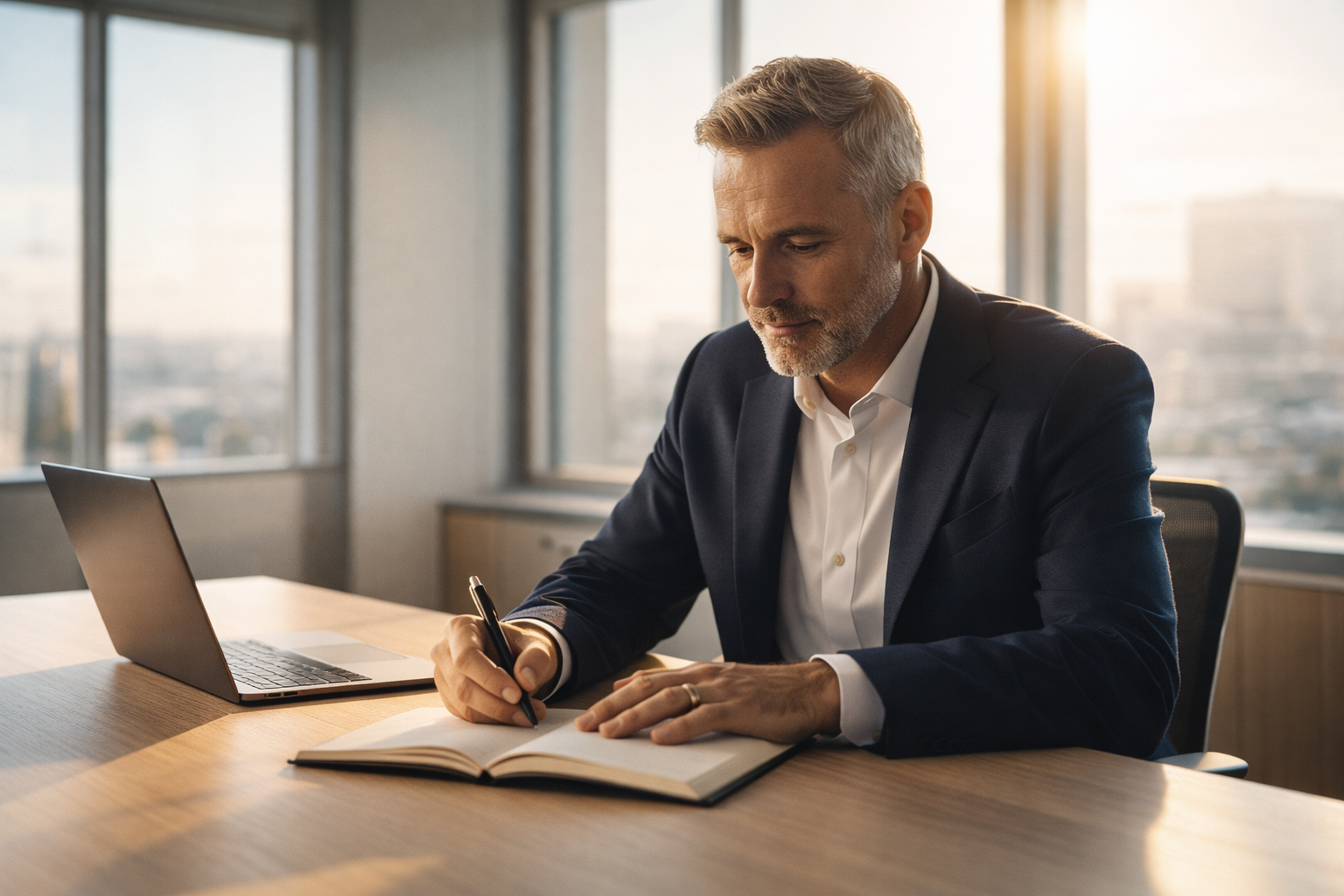 Executive running a weekly review with AI