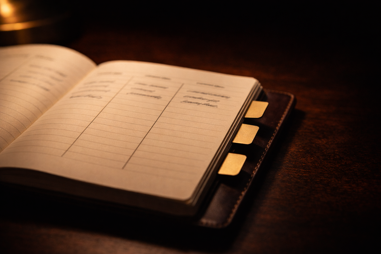 Executive reviewing a stakeholder tracker with named commitments and due dates