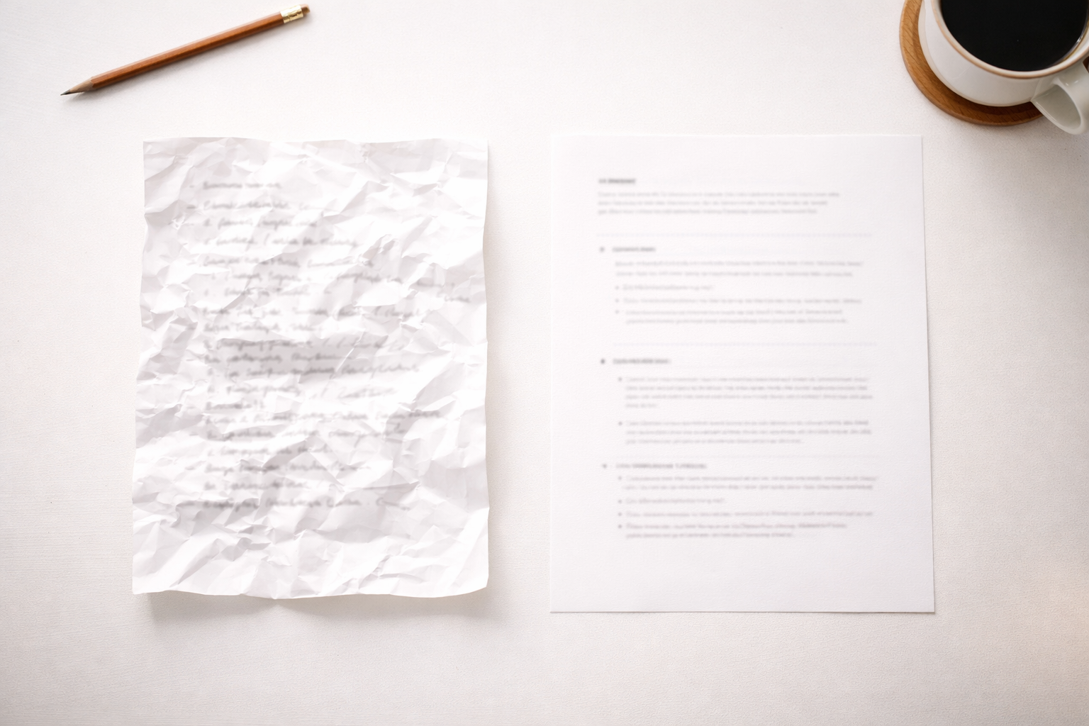 Performance review document open on screen alongside structured AI-drafted notes