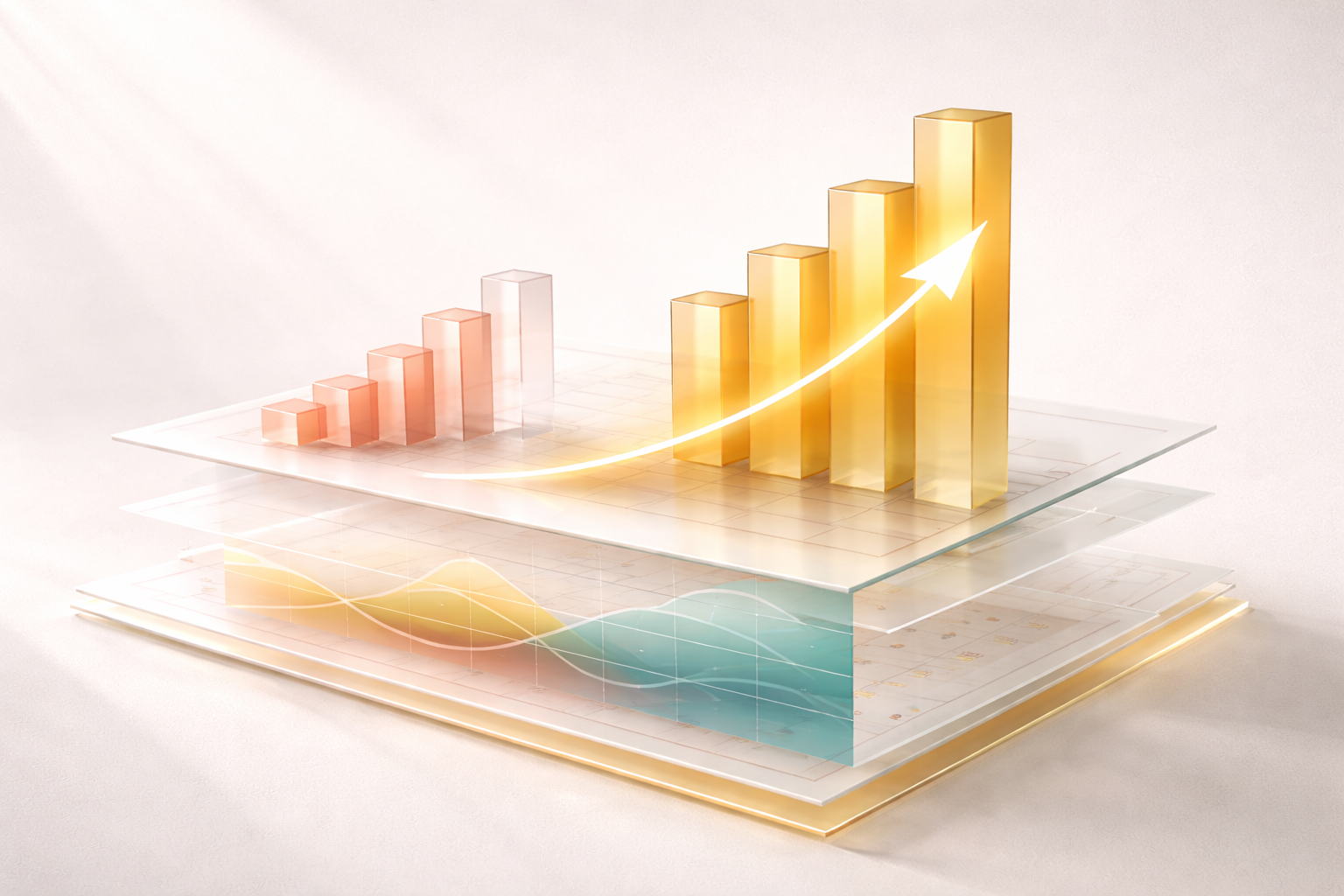 ROI model document with AI for business case writing annotations in warm editorial tones