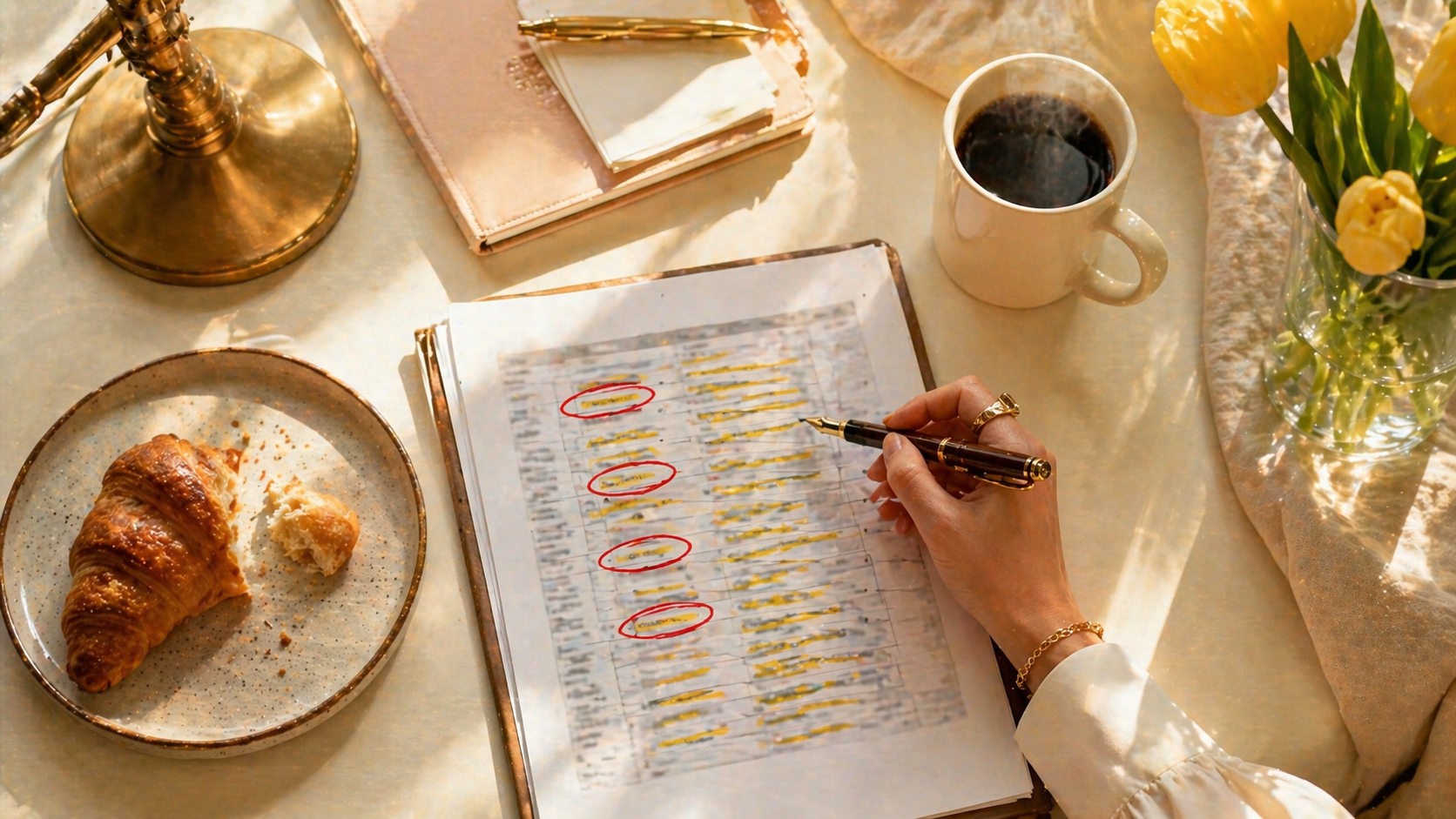 A flagged deal list on a monitor with four highlighted deals out of many — AI pipeline review prep