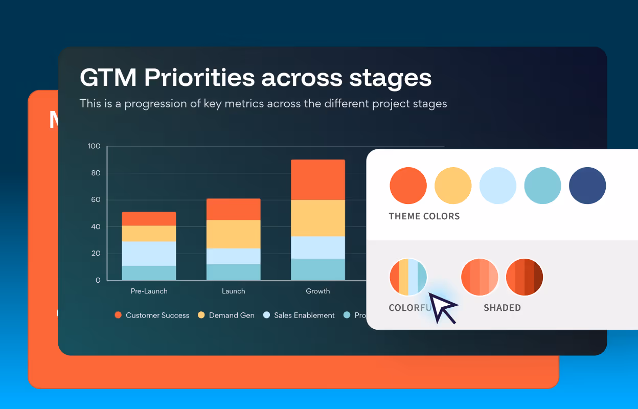 Beautiful.AI brand controls — palette, typography, and logo applied across decks