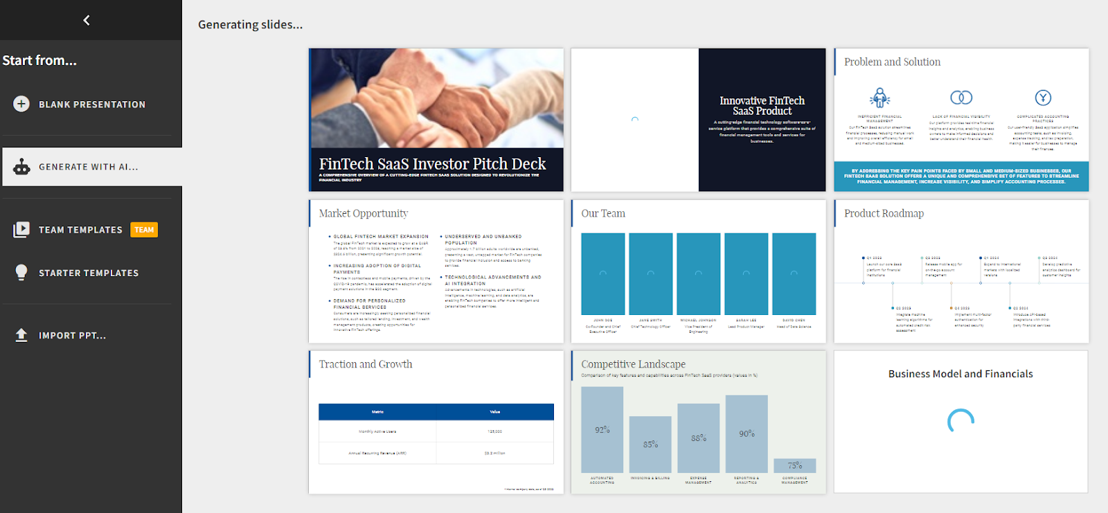 Beautiful.AI editor showing a slide built with smart layout automation